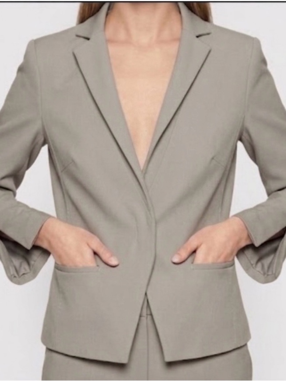 Patrizia Pepe Gray Slim-Fit Blazer | Tailored Italian Suit Jacket Size 4